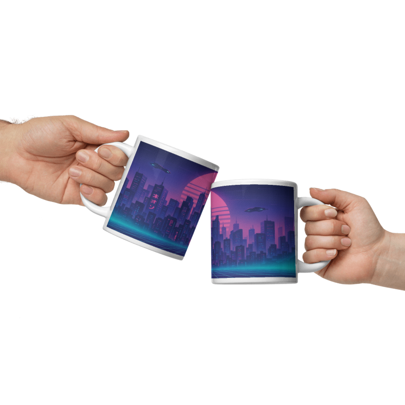 White Glossy 20 oz Mug - Cityscape #VP016