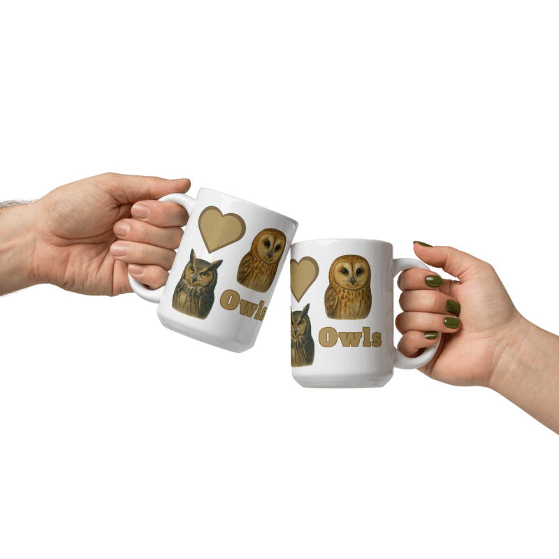 White Glossy Mug - Love Owls - #LA003