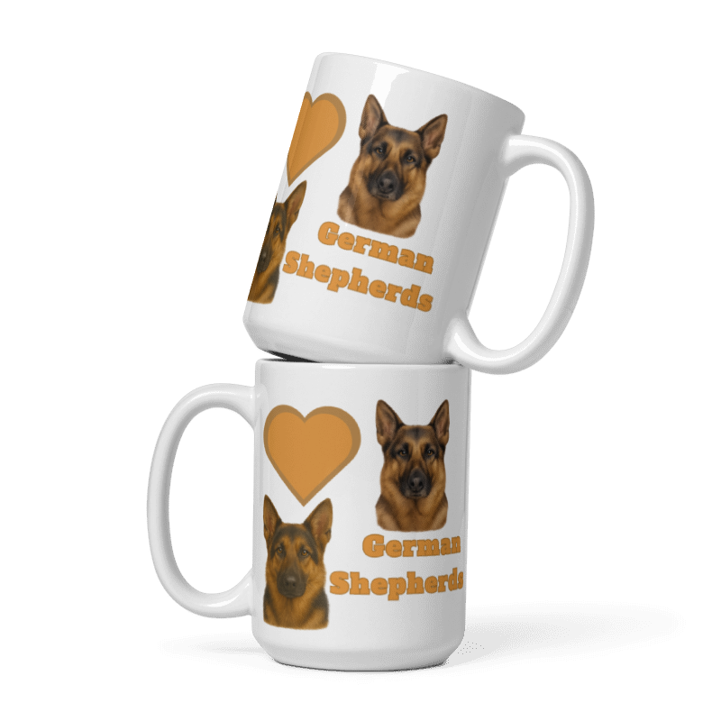 White Glossy Mug - Love German Shepherds - #LA017