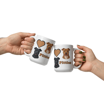 White Glossy Mug - Love Pitbulls "Pitties" #LA012