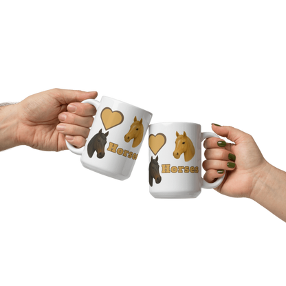 White Glossy Mug - Love Horses - #LA004