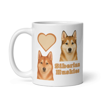White Glossy Mug- Love Huskies #LA017