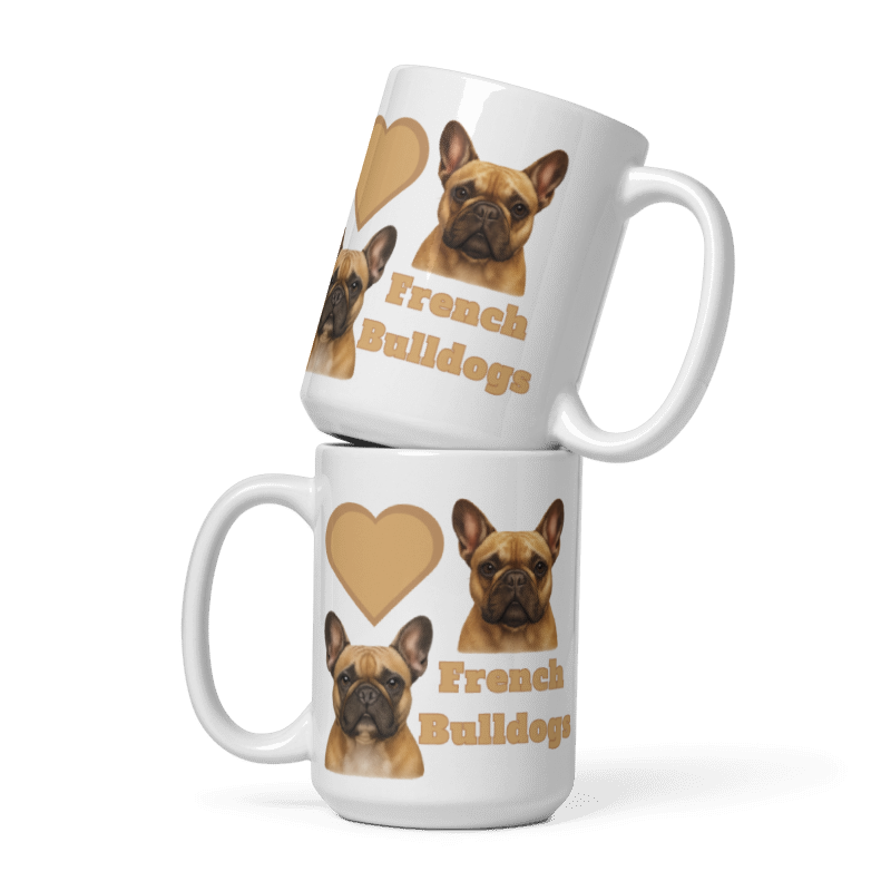 White Glossy Mug - Love French Bulldogs- #LA016