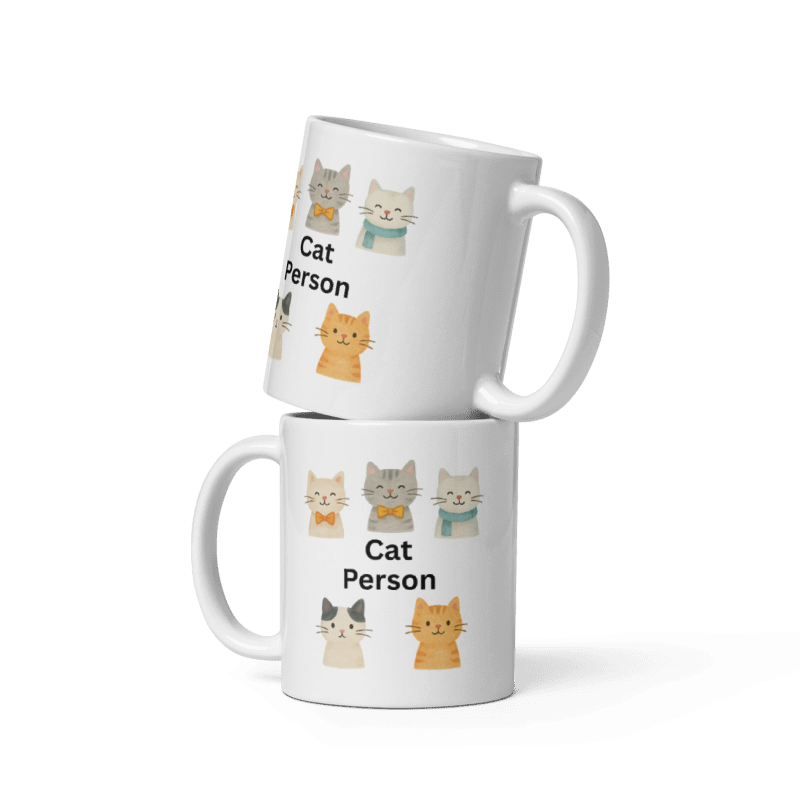 White Glossy Mug - Cat Person #SC001