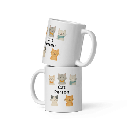 White Glossy Mug - Cat Person #SC001