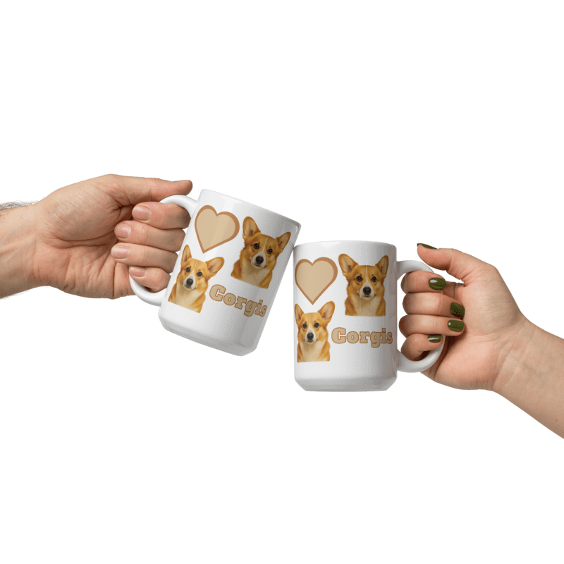 White Glossy Mug - Love Corgis- #LA014