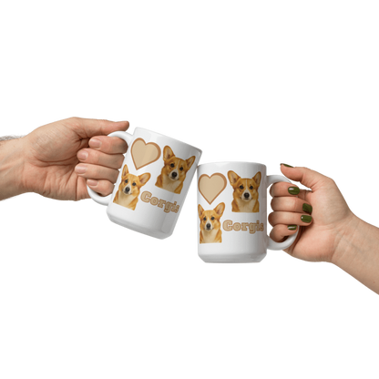 White Glossy Mug - Love Corgis- #LA014