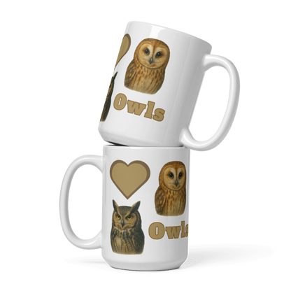 White Glossy Mug - Love Owls - #LA003