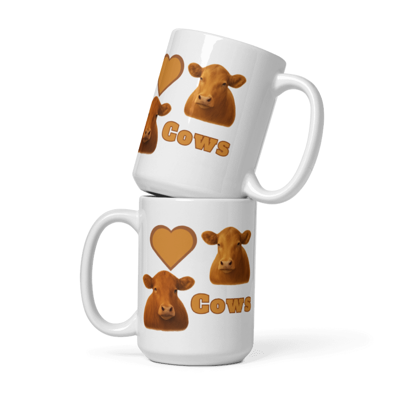 White Glossy Mug - Love Cows - #LA005