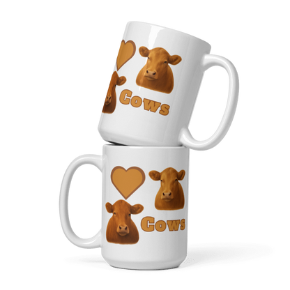 White Glossy Mug - Love Cows - #LA005