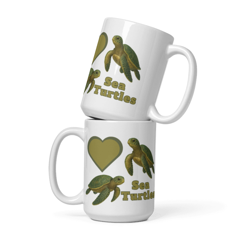 *White Glossy Mug - Love Sea Turtles - #LA011
