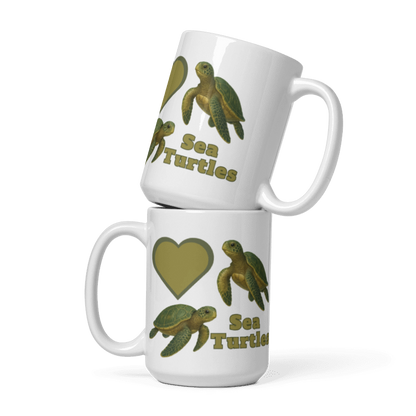 *White Glossy Mug - Love Sea Turtles - #LA011