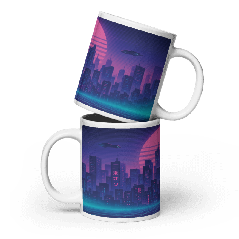 White Glossy 20 oz Mug - Cityscape #VP016