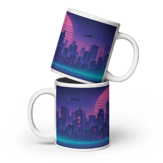 White Glossy 20 oz Mug - Cityscape #VP016