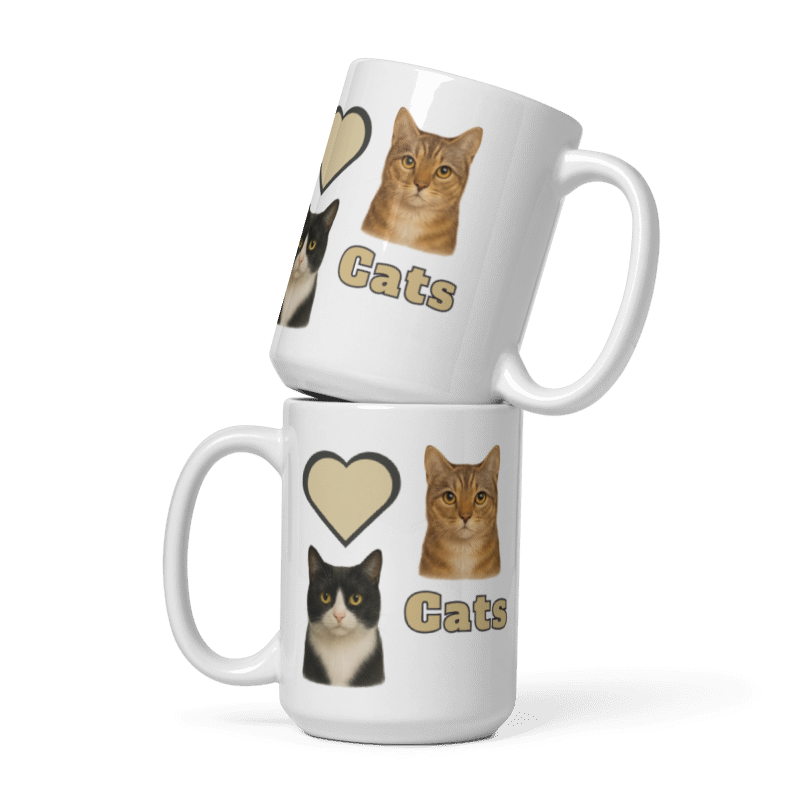 White Glossy Mug  - Love Cats - #LA009