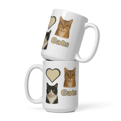 White Glossy Mug  - Love Cats - #LA009