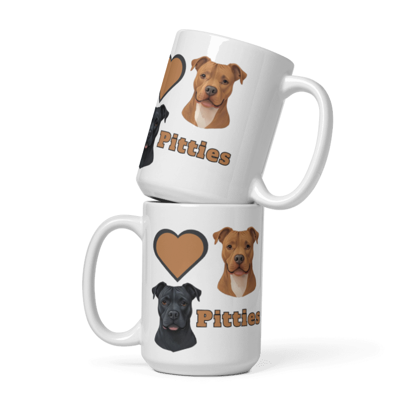 White Glossy Mug - Love Pitbulls "Pitties" #LA012