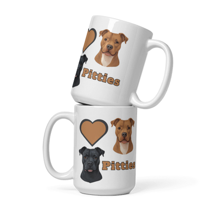 White Glossy Mug - Love Pitbulls "Pitties" #LA012