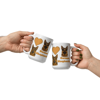 White Glossy Mug - Love German Shepherds - #LA017