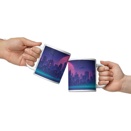 White Glossy 20 oz Mug - Cityscape #VP016