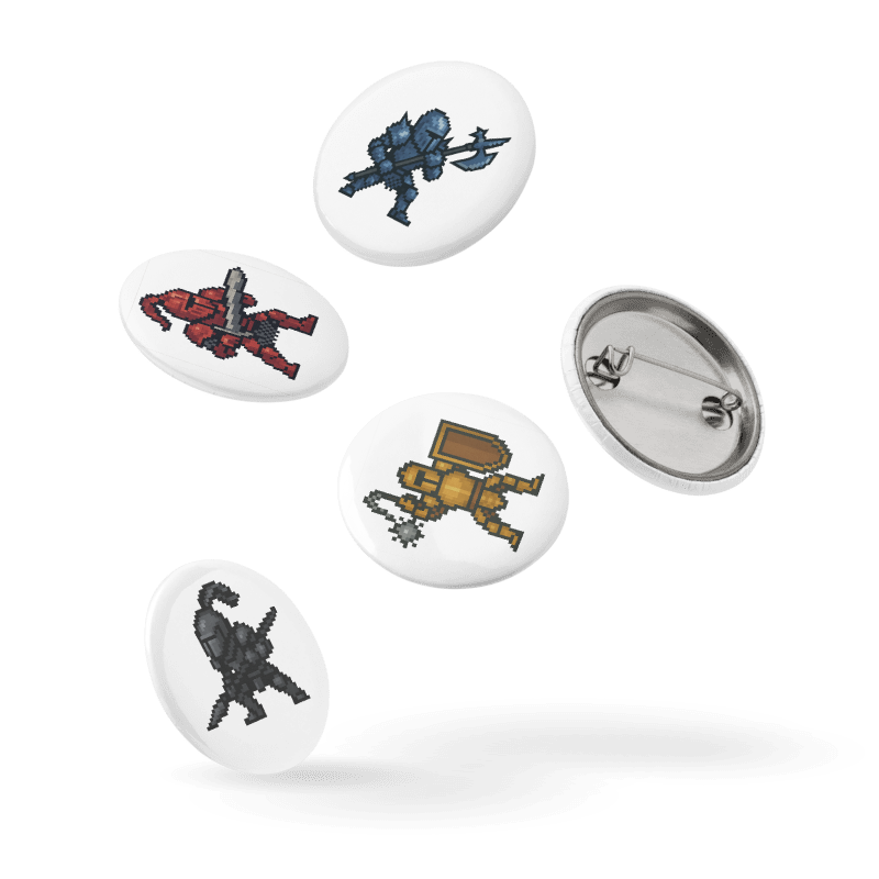Set of Pin Buttons 1.25" - 8-Bit Knights #8BB001