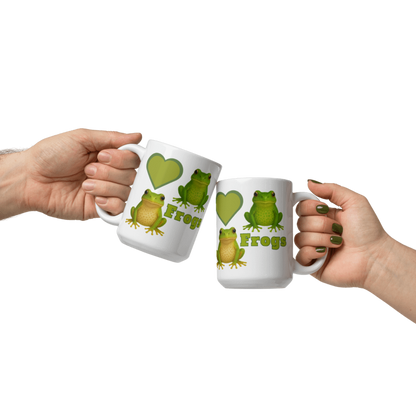 White Glossy Mug - Love Frogs #LA013