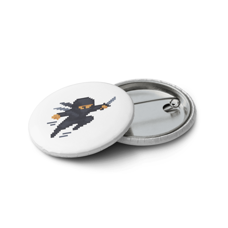 Set of 5 - 1.25" Pin Buttons- 8-Bit Ninja #8BB004