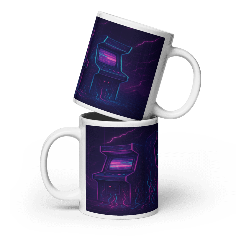 White Glossy 20 oz Mug - Triple Arcade Games #VP013
