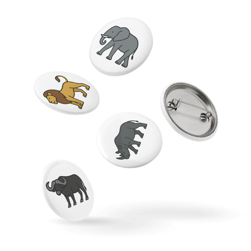 Set of Pin Buttons - Safari Animals #CSAB001