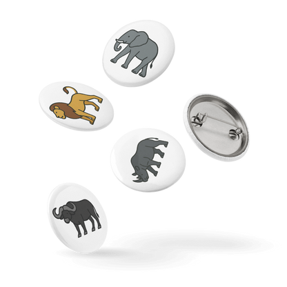 Set of Pin Buttons - Safari Animals #CSAB001
