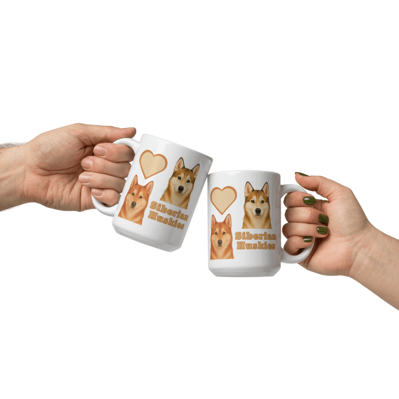 White Glossy Mug- Love Huskies #LA017