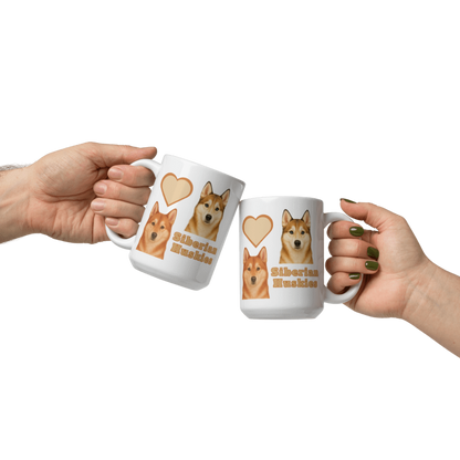 White Glossy Mug- Love Huskies #LA017