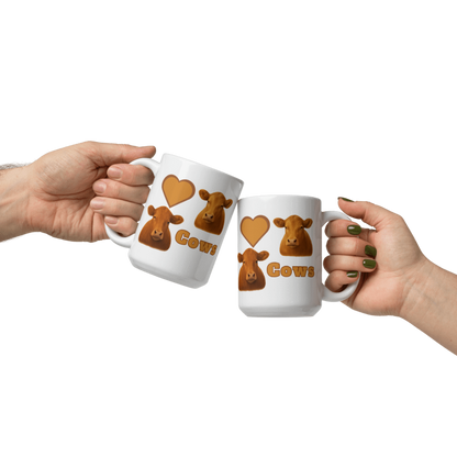 White Glossy Mug - Love Cows - #LA005