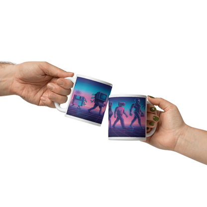 *White Glossy 11 oz Mug - Evolution of Vapor Wave #VP012