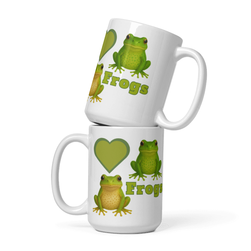 White Glossy Mug - Love Frogs #LA013