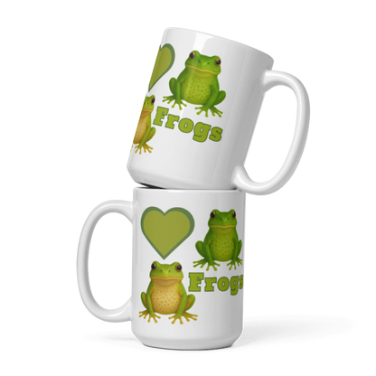 White Glossy Mug - Love Frogs #LA013