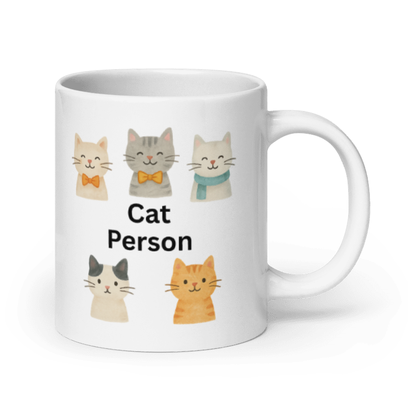 White Glossy Mug - Cat Person #SC001