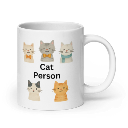 White Glossy Mug - Cat Person #SC001