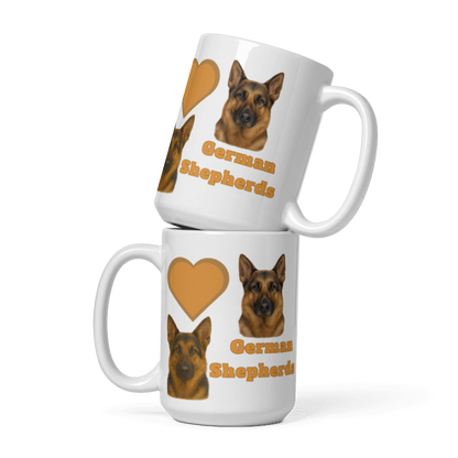 White Glossy Mug - Love German Shepherds - #LA017