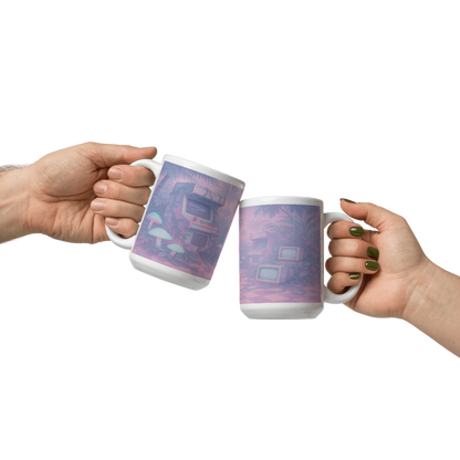 White Glossy 15 oz Mug - Jungle Video Arcade #VP009