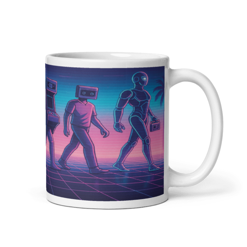 *White Glossy 11 oz Mug - Evolution of Vapor Wave #VP012